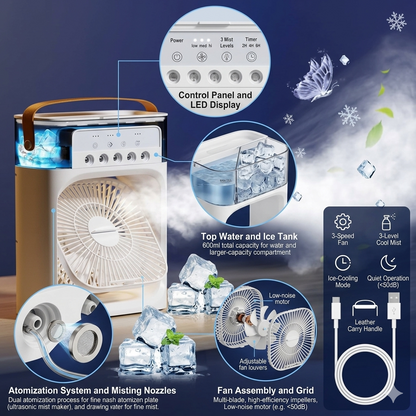 Portable Air Cooler Fan with Water Tank & USB Power